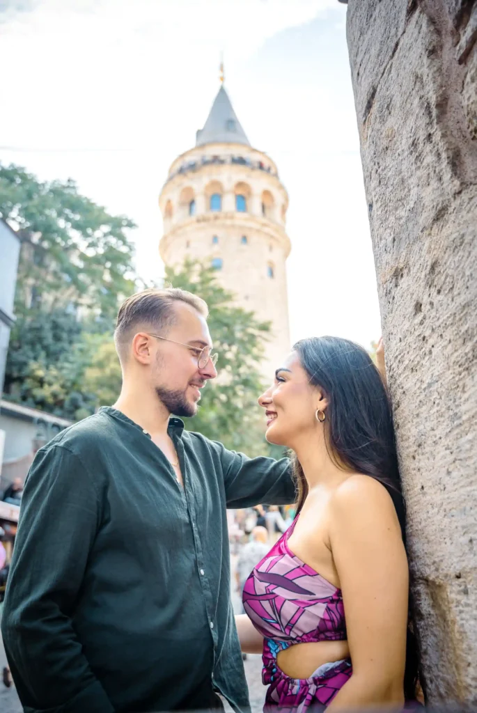 Their presence at the Galata Tower becomes a celebration of both the city's rich history and the couple's shared dreams and aspirations. As they gaze out over the cityscape, hand in hand, they are reminded of the beauty of life's journey and the importance of cherishing each moment together. In the aftermath of the photo shoot, the images serve as cherished memories of their time in Istanbul, capturing the essence of their love amidst one of the world's most enchanting cities. Through the lens of the camera, the Galata Tower becomes a symbol of their enduring bond, standing tall and proud against the backdrop of Istanbul's ever-changing skyline.