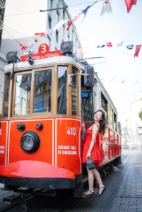 As the evening draws to a close and the tram disappears into the distance, the couple takes a moment to savor the magic of İstiklal Street, their hearts full of love and gratitude for the unforgettable memories they've created together. With each photograph serving as a cherished memento of their time in Istanbul, the couple bids farewell to the bustling thoroughfare, their love story forever intertwined with the vibrant spirit of this iconic cityscape