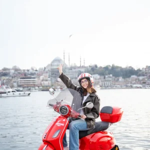 As the day draws to a close and the sun begins to set over the city skyline, the couple takes a moment to savor the beauty of Istanbul at twilight, their hearts full of love and gratitude for the unforgettable experience they've shared together. With each photograph serving as a cherished memory of their Vespa tour through Istanbul, the couple bids farewell to the city, their love story forever captured in the timeless beauty of the photographs.