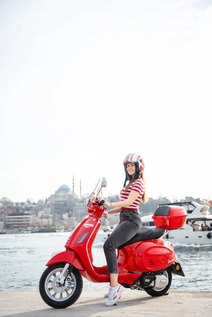 Safety remains paramount as you navigate the bustling metropolis on your Vespa. Adhering to traffic rules and donning protective gear ensures a secure and enjoyable journey through the city's labyrinthine streets. With a sense of adventure and a spirit of exploration, you'll navigate the vibrant tapestry of Istanbul's neighborhoods, from the historic quarters of Sultanahmet to the trendy districts along the Bosphorus waterfront. As the sun sets over the city's skyline, bringing an end to your Vespa tour and photoshoot, you'll carry with you memories that transcend mere photographs. Through the lens of your camera and the thrill of your Vespa ride, you've captured not just images but moments of connection, discovery, and exhilaration. Istanbul, with its timeless allure and vibrant energy, has left an indelible mark on your heart, beckoning you to return and explore its enchanting streets once more.